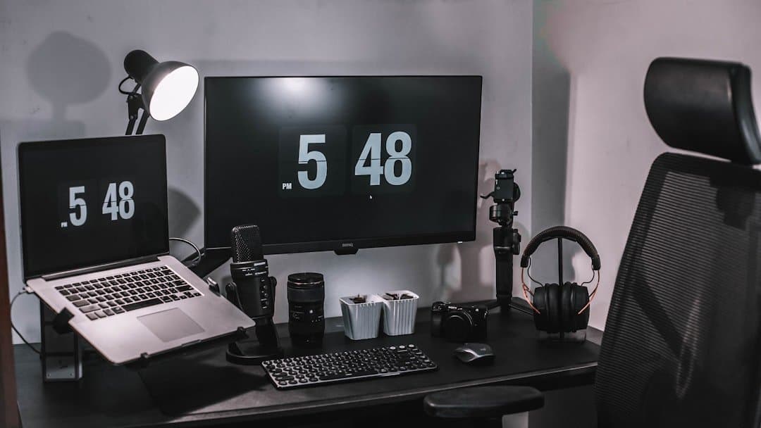 Modern workspace with computer monitors